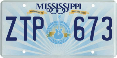 MS license plate ZTP673