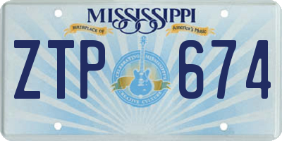 MS license plate ZTP674