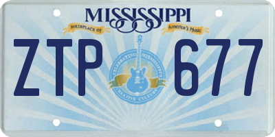 MS license plate ZTP677