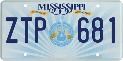MS license plate ZTP681