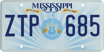 MS license plate ZTP685