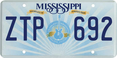 MS license plate ZTP692