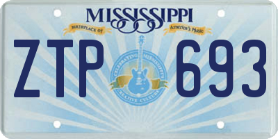 MS license plate ZTP693