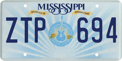 MS license plate ZTP694