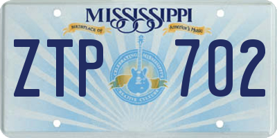 MS license plate ZTP702