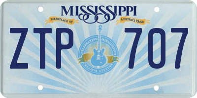 MS license plate ZTP707