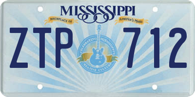 MS license plate ZTP712
