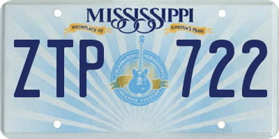 MS license plate ZTP722