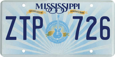 MS license plate ZTP726