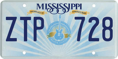 MS license plate ZTP728
