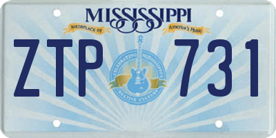 MS license plate ZTP731