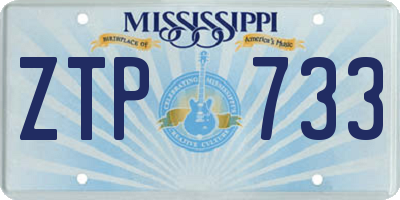 MS license plate ZTP733