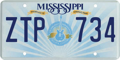 MS license plate ZTP734