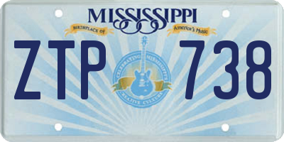 MS license plate ZTP738
