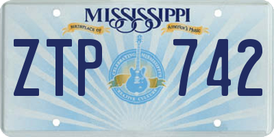 MS license plate ZTP742