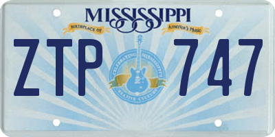 MS license plate ZTP747