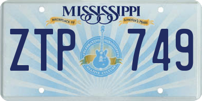 MS license plate ZTP749