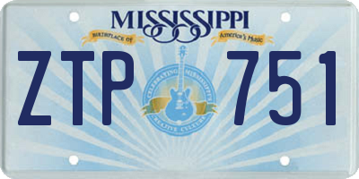 MS license plate ZTP751