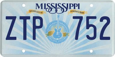 MS license plate ZTP752