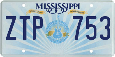 MS license plate ZTP753