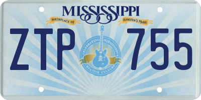 MS license plate ZTP755
