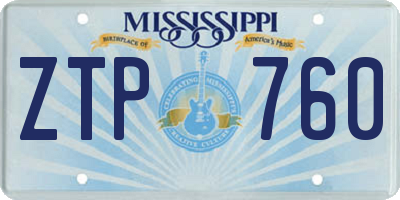 MS license plate ZTP760