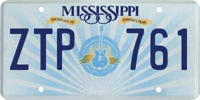 MS license plate ZTP761