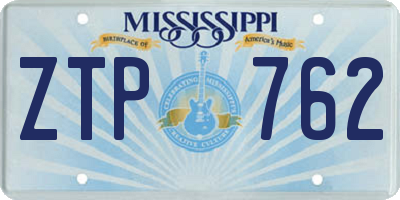 MS license plate ZTP762