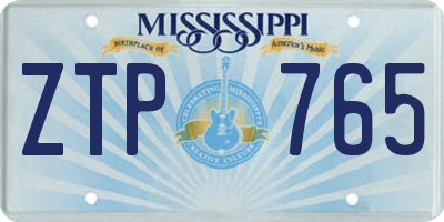 MS license plate ZTP765