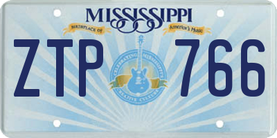 MS license plate ZTP766