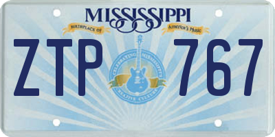 MS license plate ZTP767