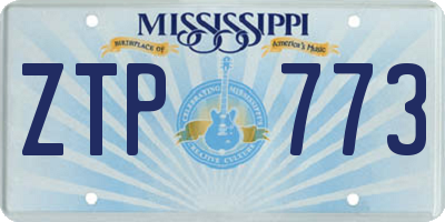 MS license plate ZTP773