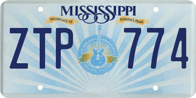 MS license plate ZTP774