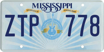 MS license plate ZTP778