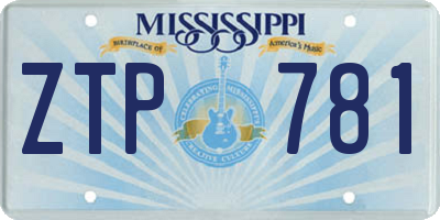 MS license plate ZTP781