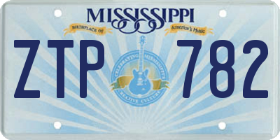MS license plate ZTP782