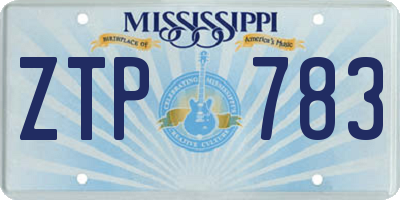 MS license plate ZTP783