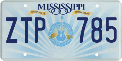 MS license plate ZTP785