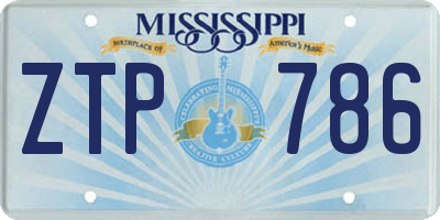 MS license plate ZTP786
