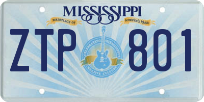 MS license plate ZTP801