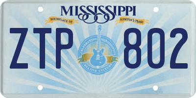MS license plate ZTP802