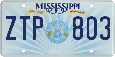 MS license plate ZTP803