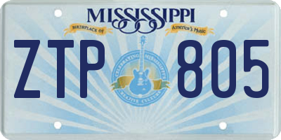 MS license plate ZTP805