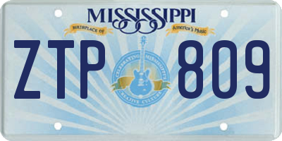 MS license plate ZTP809