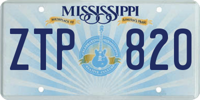 MS license plate ZTP820
