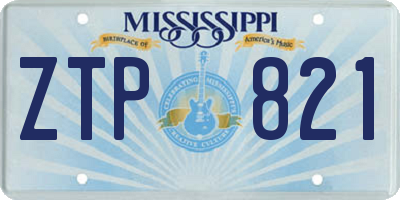 MS license plate ZTP821