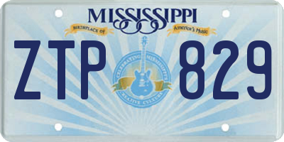 MS license plate ZTP829