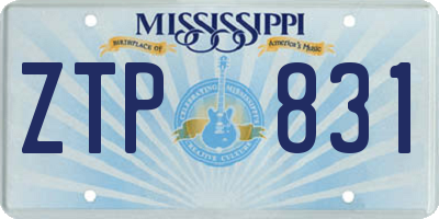 MS license plate ZTP831