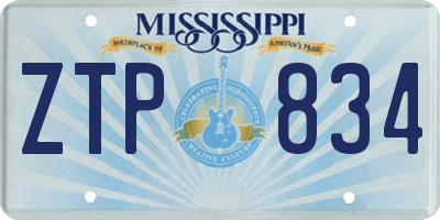 MS license plate ZTP834