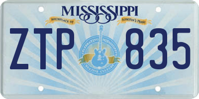 MS license plate ZTP835